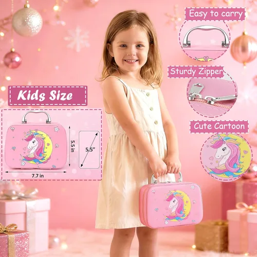 Vista 7 de For Ideahome Juguetes de maquillaje lavables para niñas, juego de maquillaje real, kit de maquillaje para niñas pequeñas, princesa, regalo