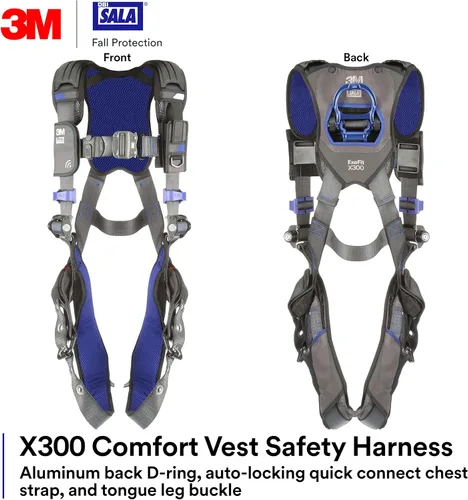 Vista 2 de 3M DBI-SALA ExoFit X300 - Arnés de seguridad para chaleco cómodo, protección contra caídas, industria general, OSHA, ANSI, correa de pierna