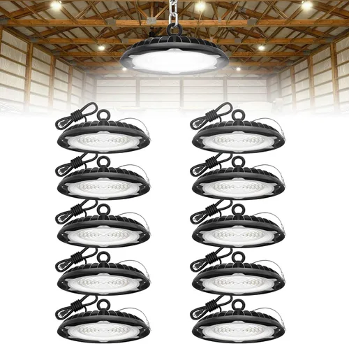 Vista 11 de HYPERLITE UFO LED High Bay Light: 150W 19500LM High Bay LED Luces de tienda con enchufe de 6 pies - 5000K IP65 LED Warehouse Luces para taller