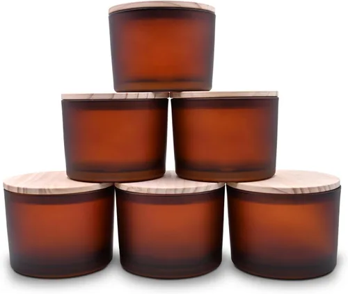 Vista 33 de SHOWIN Frascos de vela gruesos de 18 onzas para hacer velas 6 piezas, frascos vacíos con tapas de madera para hacer velas, contenedor de muestra
