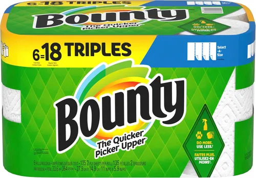 Vista 23 de Bounty Select-a-Size - Toallas de papel, color blanco, 12 rollos (paquete de 1)
