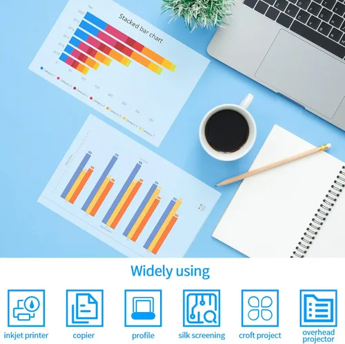 Vista 5 de UOKHO 30 hojas de papel de película transparente, película transparente de 8.5 x 11 pulgadas para impresora de inyección de tinta, hojas de película