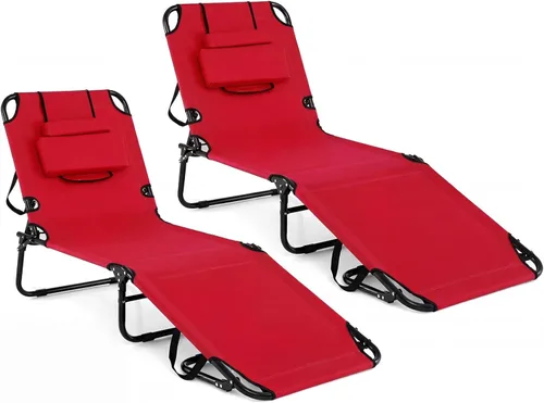 Vista 20 de Tangkula Sillón de playa, reclinable plegable para tomar el sol con agujero frontal, silla de bronceado boca abajo con respaldo ajustable de 4