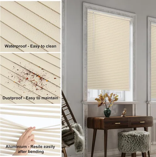Vista 5 de SEEYE Mini persianas venecianas de aluminio sin cordón, persianas horizontales para ventana, tamaño de listón de 1 pulgada, persianas