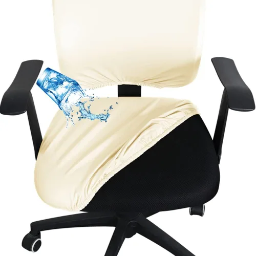 Vista 17 de Shukii Funda impermeable para silla de oficina, de piel sintética, elástica, giratoria, para silla de computadora, funda protectora