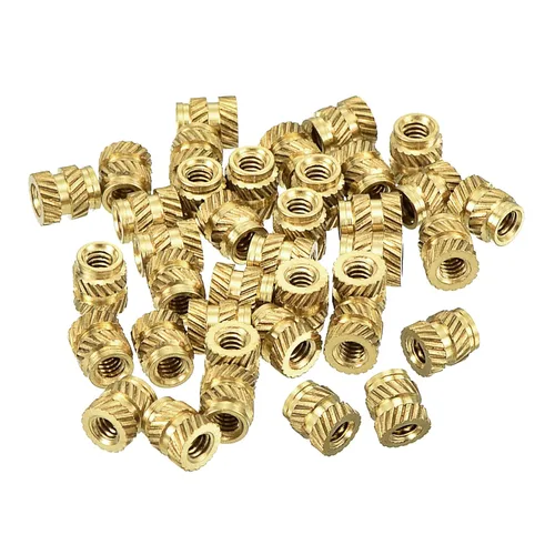 Vista 7 de uxcell Tuercas de inserción moleteadas, 60 piezas M3 x 0.197 in L x 0.197 in OD impresión 3D tuercas de latón roscadas hembra inserciones de latón