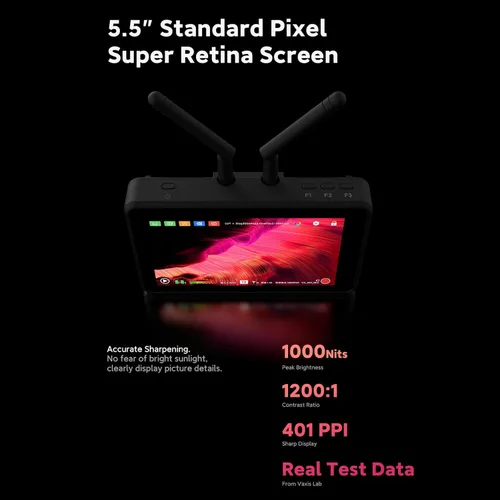 Vista 3 de Vaxis Paquete profesional de monitor inalámbrico Atom A5 TX RX con 2 monitores y estuche de transporte