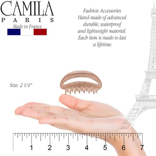 Vista 3 de Camila Paris CP3078 - Pinza para el cabello francesa para mujer, color beige, para niñas, pinza para el cabello, a la moda, duradera y de peinado