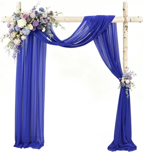FANPROMS Cortinas de gasa azul real para arco de boda, cortinas de techo transparentes de 6 yardas para recepción de boda