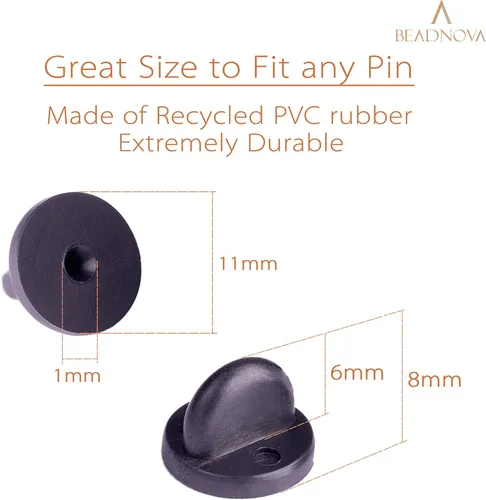 Vista 2 de BEADNOVA Pasador de goma trasero de mariposa para embrague, tapa de repuesto para insignias, pinback de solapa (50 piezas)