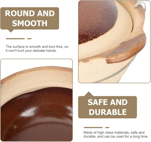 Vista 4 de CALLARON Cacerola de arcilla seca olla de cocina olla de barro olla de barro olla caliente estufa sopa, utensilios de cocina para el hogar y cocina