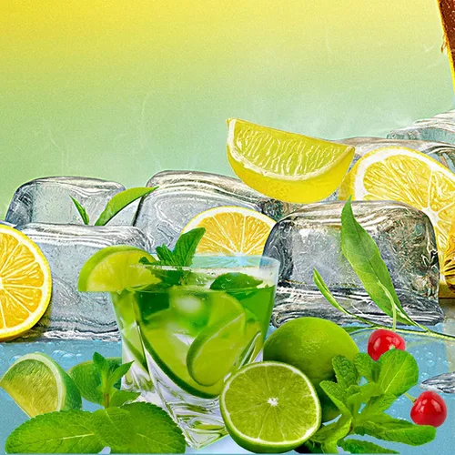 Vista 7 de 40 piezas de hielo triturado falso y rocas de hielo cuadradas, 10 rodajas de limón de frutas artificiales, 4 bloques de limón de simulación y 10