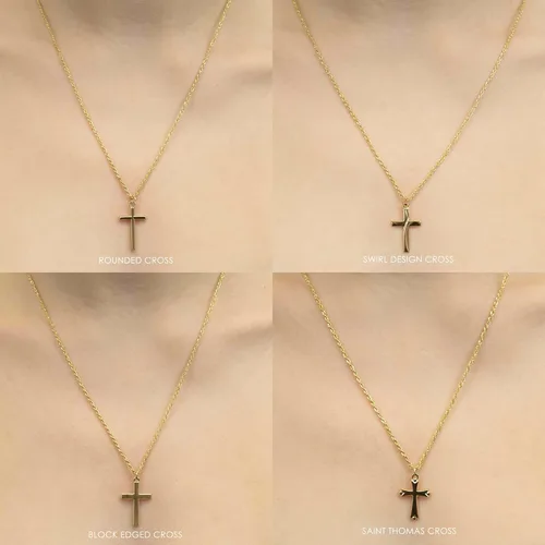 Vista 5 de Dijes religiosos de oro amarillo de 14 quilates para hombres y mujeres disponible en varios diseños