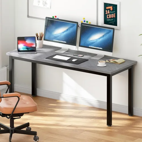 Vista 97 de DlandHome Escritorio pequeño para computadora de 31.5 pulgadas, mesa de escritura para espacios pequeños, mesa de estudio, escritorio para Negro