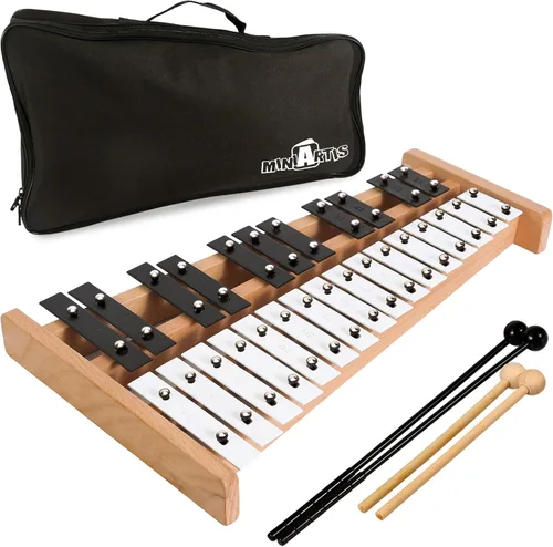 MINIARTIS Glockenspiel Xilófono | Xilófono Glockenspiel de tamaño completo de 27 notas con teclas de metal para adultos y niños | Instrumento