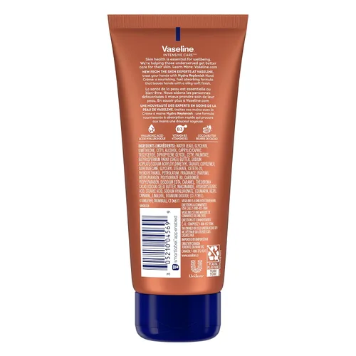 Vista 2 de Vaseline Crema hidratante de manos de cuidado intensivo para manos secas Hydra Replenish Hecho con ácido hialurónico, vitamina B3 y manteca