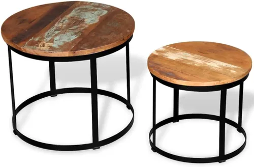 Vista 4 de Mesa auxiliar de dos piezas, mesa auxiliar, mesa de centro de almacenamiento elevada, adecuada para sala de estar, oficina, balcón, juego de sala