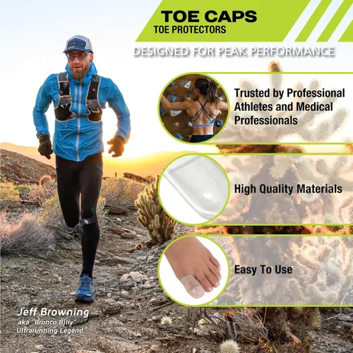 Vista 2 de Pro-Tec Toe Relief & Support, 4 Pack Gel Toe Caps or 4 Pack Toe Spacers for Bunion Relief, Toe Alignment & Toe Protection, Foot Care for Men & Women