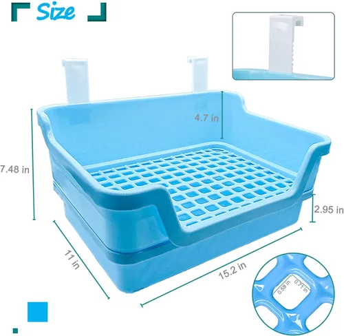 Vista 7 de Hamiledyi Caja de arena extra grande para conejos, inodoro de esquina para mascotas, entrenador de orinal para animales pequeños, bandeja de arena