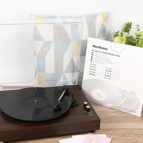 Vista 5 de Alfombrilla acrílica para tocadiscos Slipmat para discos: Alfombrillas deslizantes de vinilo para plato de 12 pulgadas, accesorios para tocadiscos