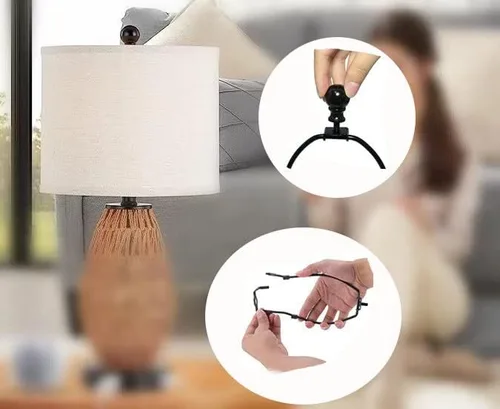 Vista 3 de Soporte de arpa de lámpara negro de 8 pulgadas con remates de lámpara y base de sillín estándar, 1 juego de soporte desmontable para pantalla