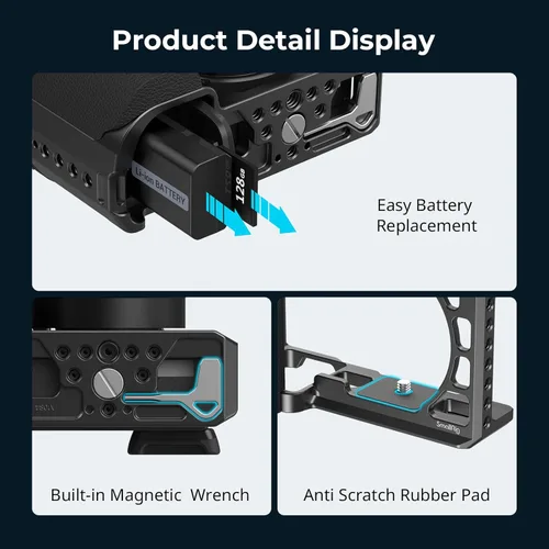 Vista 6 de SmallRig Jaula con mango de silicona y zapata fría para Sony a6100, a6300, a6400-3164