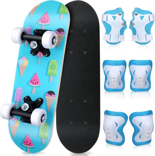 Vista 22 de Honoson Juego de 7 piezas de rodilleras, coderas y muñequeras para patinetas para principiantes y niños pequeños