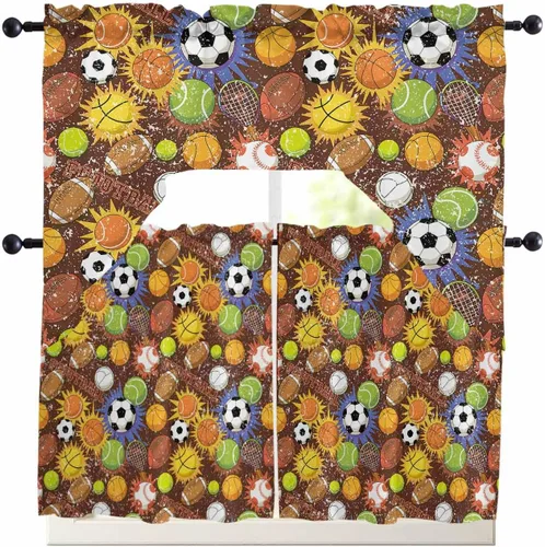 Vista 10 de Cortinas de cocina con cenefa de eucalipto de Navidad, con bolsillo para barra, cortinas para dormitorio, sala de estar, baño, cafetería, ventanas