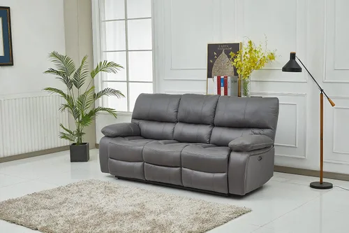 Vista 4 de Betsy Furniture Juego de sofá reclinable eléctrico de microfibra para sala de estar, 8007 (gris, sofá eléctrico+sofá biplaza)