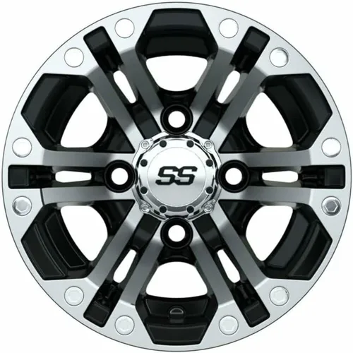 Vista 6 de GTW Combo de ruedas y neumáticos para carrito de golf de 10 pulgadas GTW Specter mecanizadas/ruedas negras en neumáticos de barro de 20 x 10-10