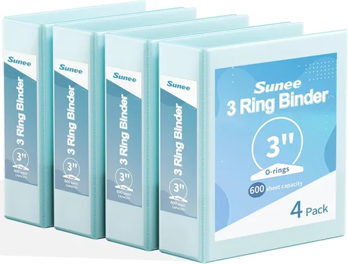Vista 17 de SUNEE - Archivadores de 1/2 pulgada con 3 argollas, paquete de 4, argollas de media pulgada delgadas con vista transparente, sin PVC