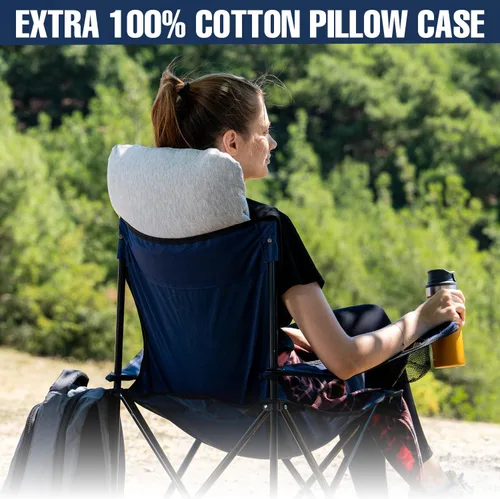 Vista 10 de alkamto Almohada de espuma viscoelástica cómoda para viajes y campamentos, bolsa portátil fácil de transportar, funda de almohada con regulación