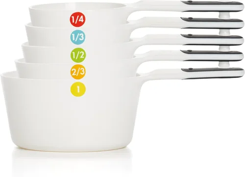 OXO Good Grips - Tazas medidoras de plástico, 6 piezas, color blanco