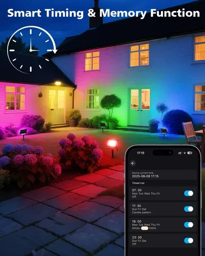 Vista 4 de T-SUN Luz de inundación LED de Navidad, 30 W RGBCW regulable, luces inteligentes para exteriores, luz LED que cambia de color con control remoto