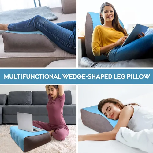 Vista 5 de Almohada de elevación de piernas, almohadas inflables de cuña, almohadas cómodas para las piernas para dormir, almohada de cuña para piernas