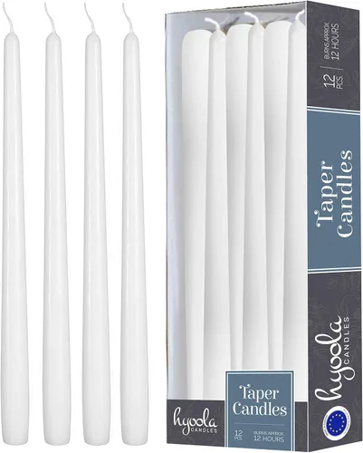 Vista 9 de Hyoola - Velas cónicas altas de 10 pulgadas, sin goteo, sin aroma, cera de parafina con mechas de algodón, 8 horas de combustión, color blanco