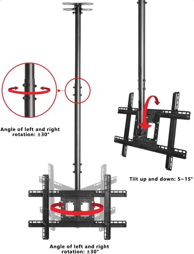 Vista 3 de Soporte de montaje para TV de techo, se adapta a televisores de pantalla plana de 32"-65", soporte de altura ajustable, hasta 150 libras, VESA