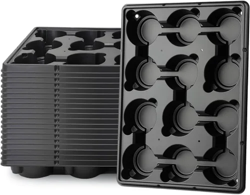 Vista 20 de RooTrimmer Macetas de turba de 3.15 pulgadas, 100 piezas con bandejas de plántulas de 20 celdas, 5 unidades, macetas biodegradables para inicio