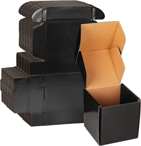 Vista 19 de Cajas de cartón corrugado marrón - 4"x4"x2", paquete de 30 cajas pequeñas de envío para correo y embalaje