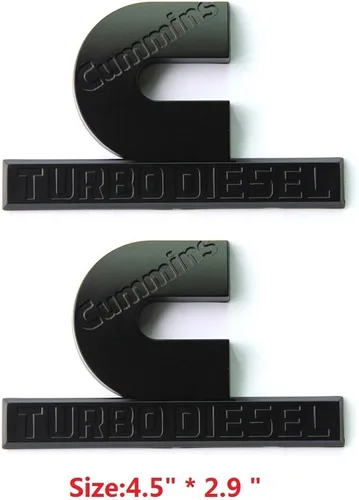 Vista 5 de Yoaoo Paquete de 2 insignias de emblema turbo Cummins OEM negras compatibles con emblema 2500 3500 mate, 4.5 x 2.9 pulgadas