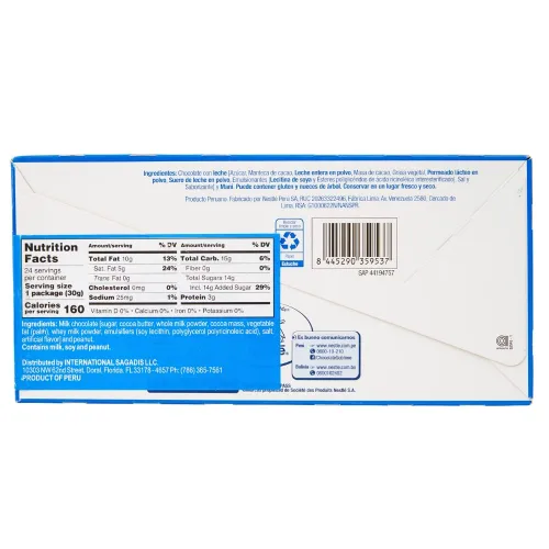 Vista 2 de Sublime Barra de Chocolate Perú con Cacahuetes Nestle 1.06 oz - Chocolate Peruano (1)