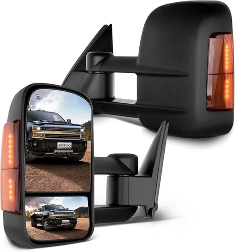 Vista 9 de SCITOO - Espejos de remolque para Chevy Silverado 2014-2017 y GMC Sierra 1500, para Silverado y Sierra 2500HD 3500HD de 2015-2016, espejos laterales