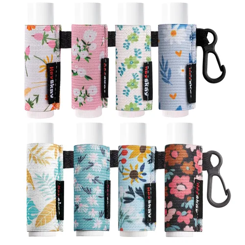 Vista 10 de HEYSKAY 3 piezas de fundas para bálsamo labial con llavero, soporte para chapstick, soporte para brillo de labios con llavero, fundas elásticas