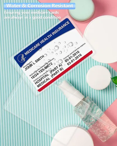 Vista 5 de Pack de 6 fundas protectoras de PVC transparente, resistentes al agua, para tarjeta sanitaria estadounidense Medicare, tarjetas de visita, tarjeta