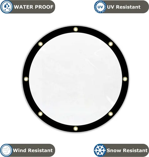 Vista 3 de Covers & all Lona redonda transparente, resistente al agua, de 18 onzas, PVC, 560 GSM, 20 mil, resistente a los rayos UV y a la intemperie, cubierta