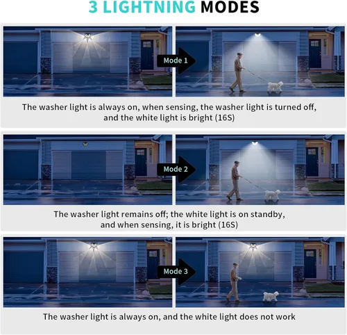 Vista 2 de Upgraded 2-in-1 Solar Outdoor Lights with Motion Sensor, Solar Wall Light & Security Lighting, PIR Motion Detection, IP64 Waterproof, Auto On/Off