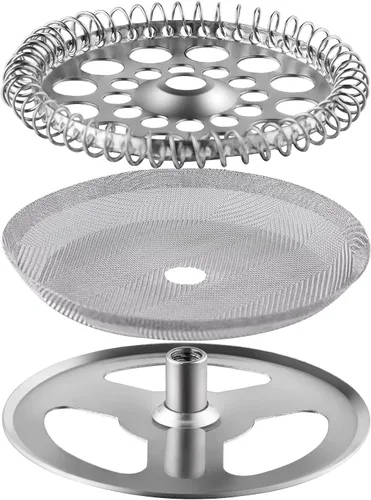 Piezas de filtro de 2.6 pulgadas para prensa francesa de 11.8 fl oz, juego de 3 piezas de acero inoxidable que contiene disco en espiral, pantalla