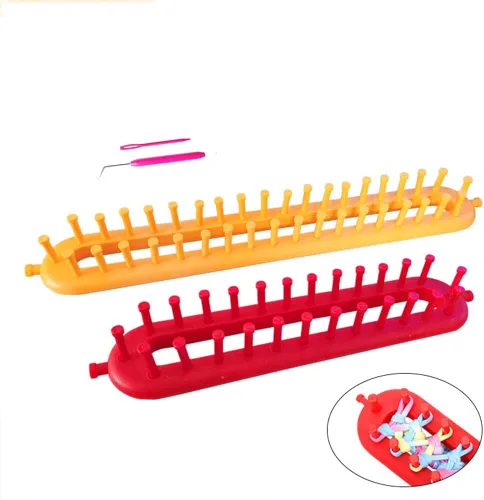 Vista 5 de Rectangle Knitting Looms Plastic Weaving Looms with a Crochet Hook and Needle (Color is Random), QLRFFLJOY 2 pcs Knitting Looms Set DIY Scarf Hats