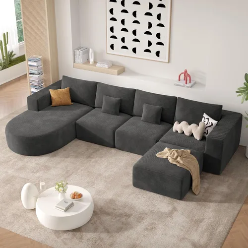 Vista 26 de Sofá cama modular, sofás de nube convertibles para sala de estar, 2 tumbonas de pana sin hueso, sofá cama de gran tamaño para dormitorio,