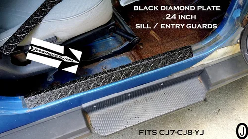 Vista 2 de Se adapta a Jeeep Wrangler YJ-CJ7-CJ8 Black Diamond Plate Large alféizar guardias de entrada 1976-95